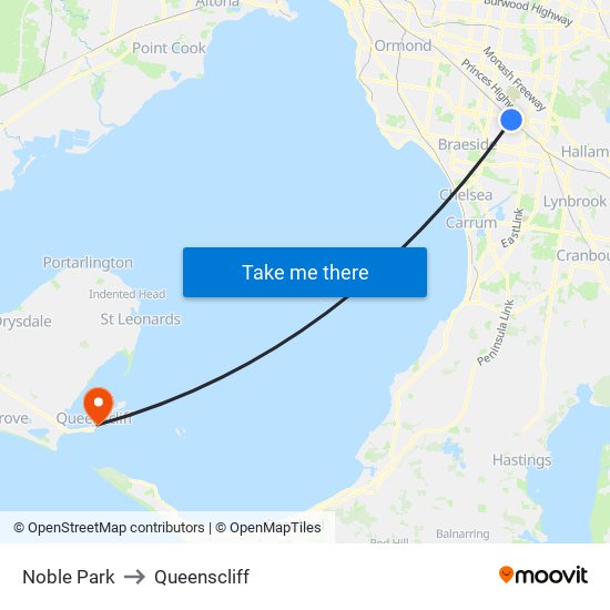 Noble Park to Queenscliff map