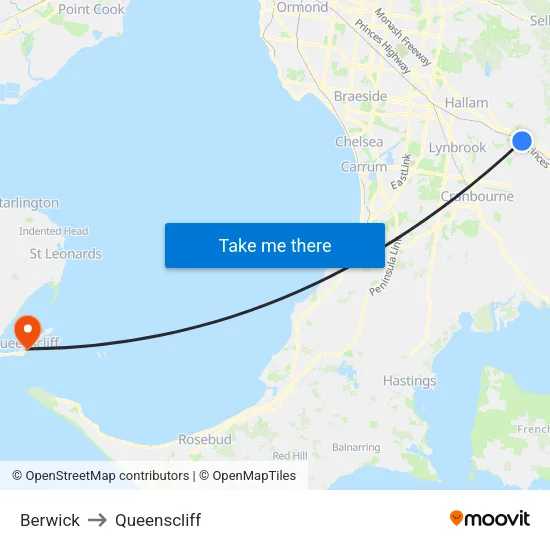 Berwick to Queenscliff map