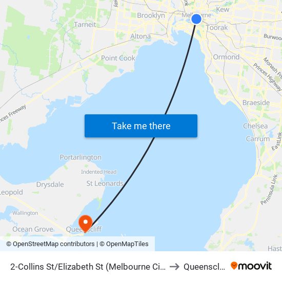2-Collins St/Elizabeth St (Melbourne City) to Queenscliff map