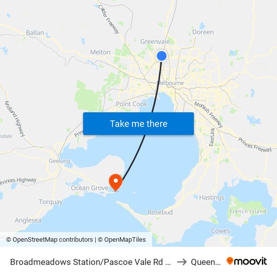 Broadmeadows Station/Pascoe Vale Rd (Broadmeadows) to Queenscliff map