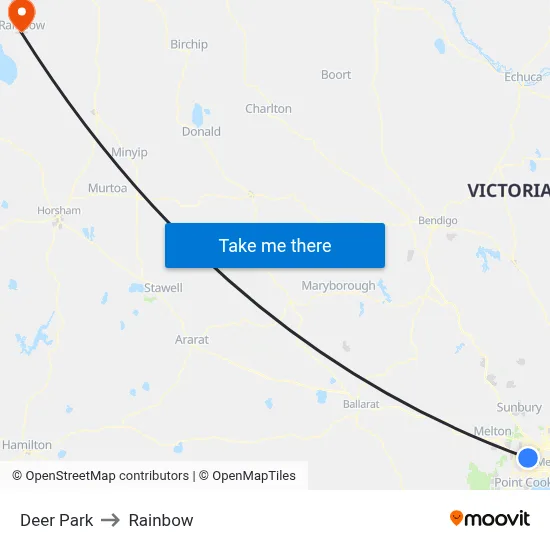 Deer Park to Rainbow map