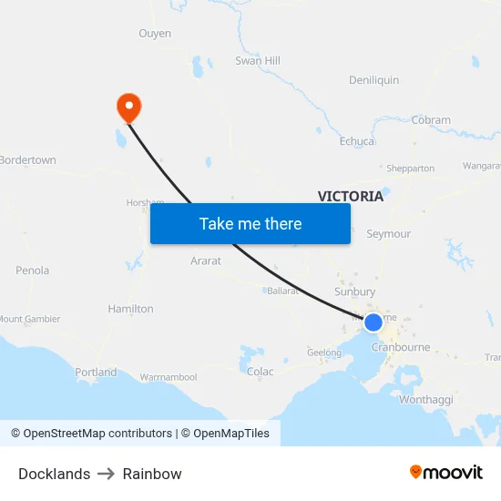 Docklands to Rainbow map