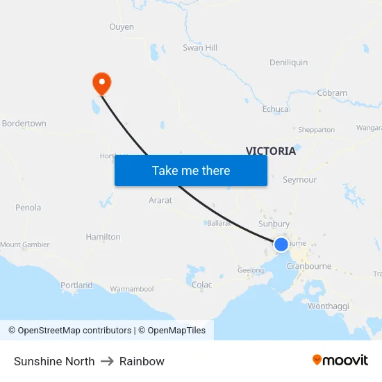 Sunshine North to Rainbow map