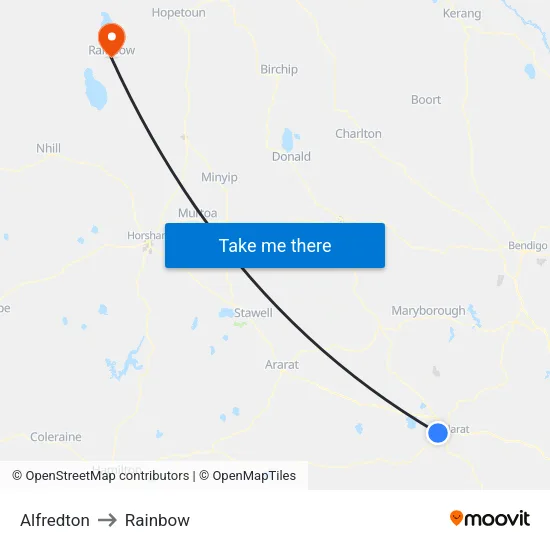 Alfredton to Rainbow map