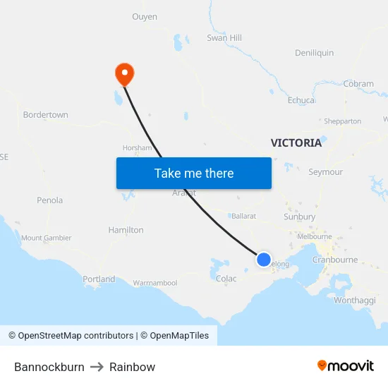 Bannockburn to Rainbow map