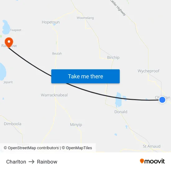 Charlton to Rainbow map