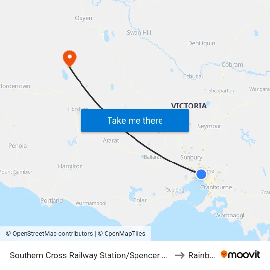 Southern Cross Railway Station/Spencer St #122 to Rainbow map