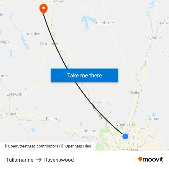 Tullamarine to Ravenswood map