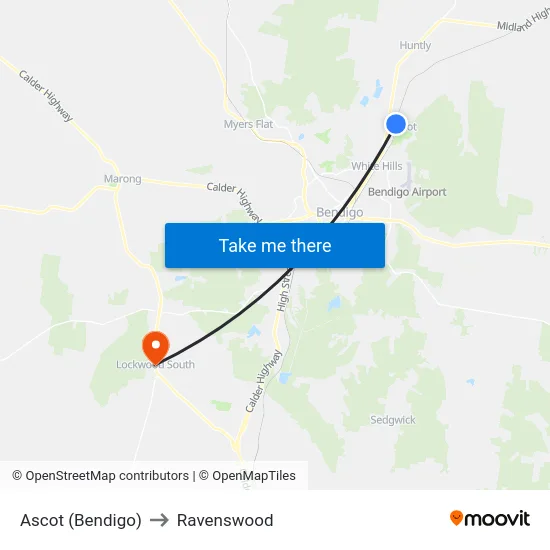Ascot (Bendigo) to Ravenswood map