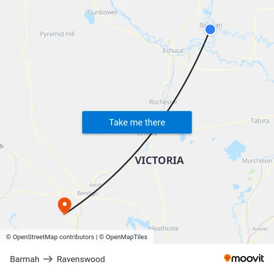 Barmah to Ravenswood map