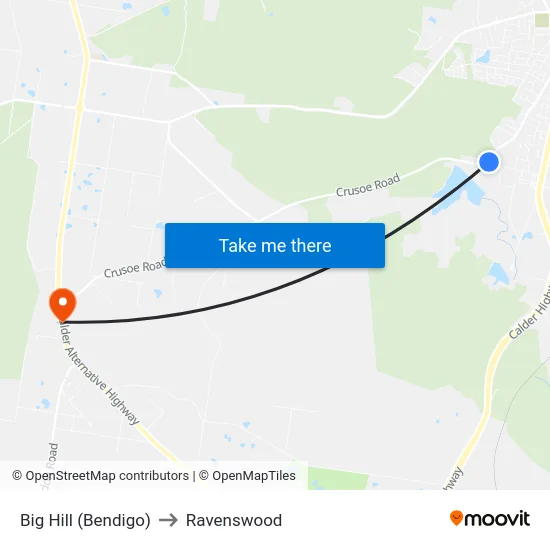 Big Hill (Bendigo) to Ravenswood map