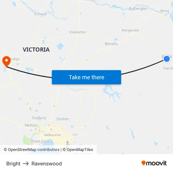 Bright to Ravenswood map