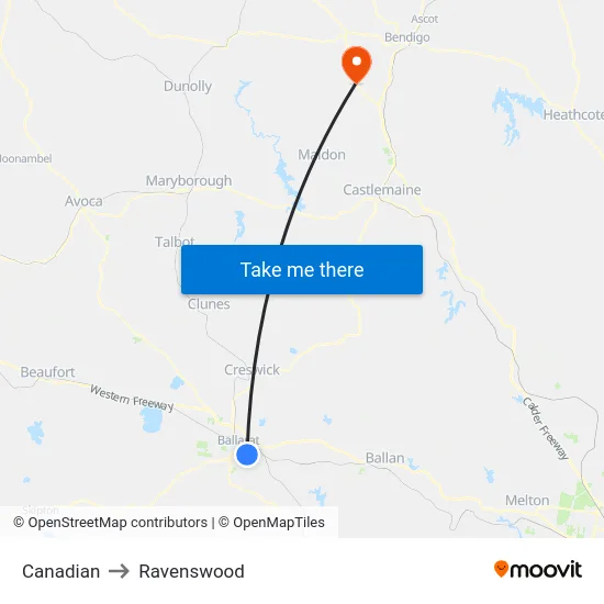Canadian to Ravenswood map