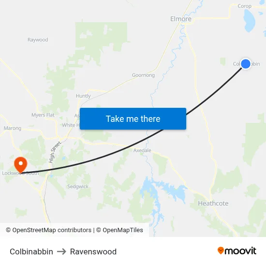 Colbinabbin to Ravenswood map