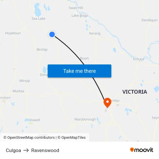 Culgoa to Ravenswood map
