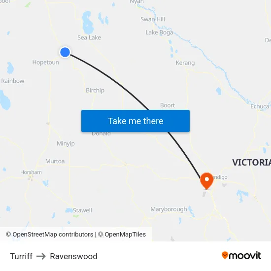 Turriff to Ravenswood map