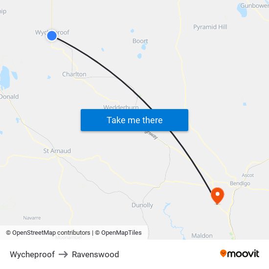 Wycheproof to Ravenswood map