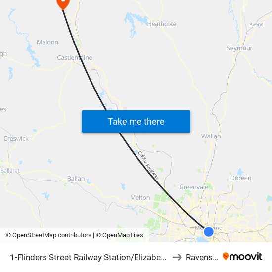 1-Flinders Street Railway Station/Elizabeth St (Melbourne City) to Ravenswood map