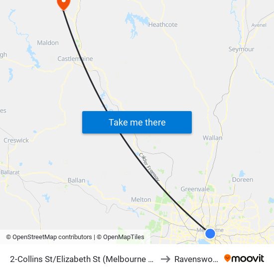 2-Collins St/Elizabeth St (Melbourne City) to Ravenswood map