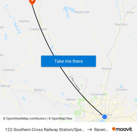 122-Southern Cross Railway Station/Spencer St (Melbourne City) to Ravenswood map