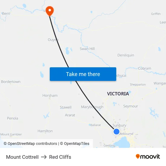 Mount Cottrell to Red Cliffs map
