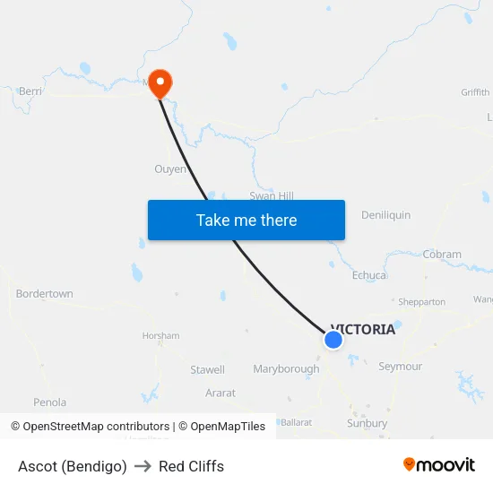 Ascot (Bendigo) to Red Cliffs map