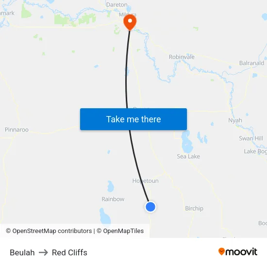 Beulah to Red Cliffs map