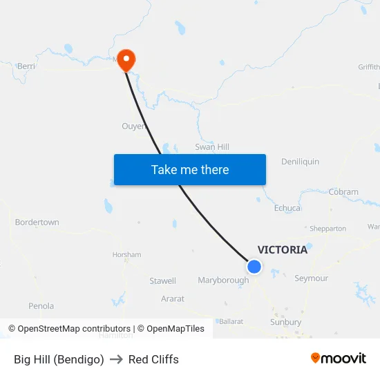 Big Hill (Bendigo) to Red Cliffs map