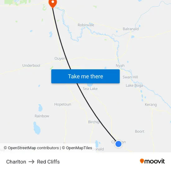 Charlton to Red Cliffs map