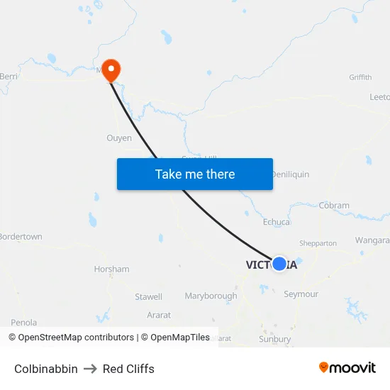 Colbinabbin to Red Cliffs map
