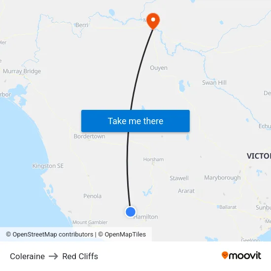 Coleraine to Red Cliffs map