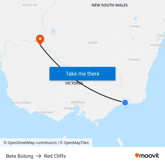 Bete Bolong to Red Cliffs map