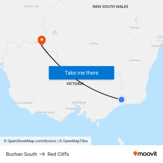 Buchan South to Red Cliffs map