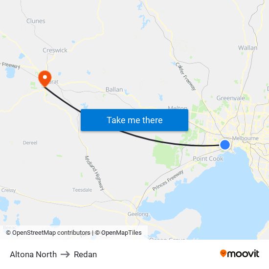 Altona North to Redan map