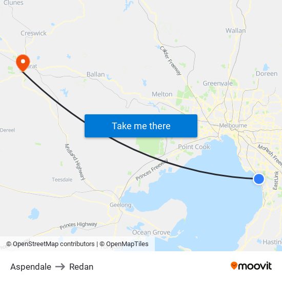 Aspendale to Redan map