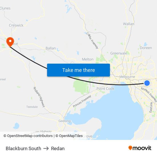 Blackburn South to Redan map