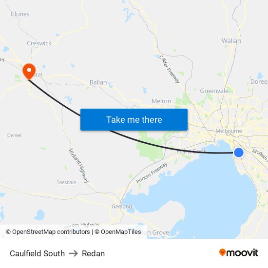 Caulfield South to Redan map