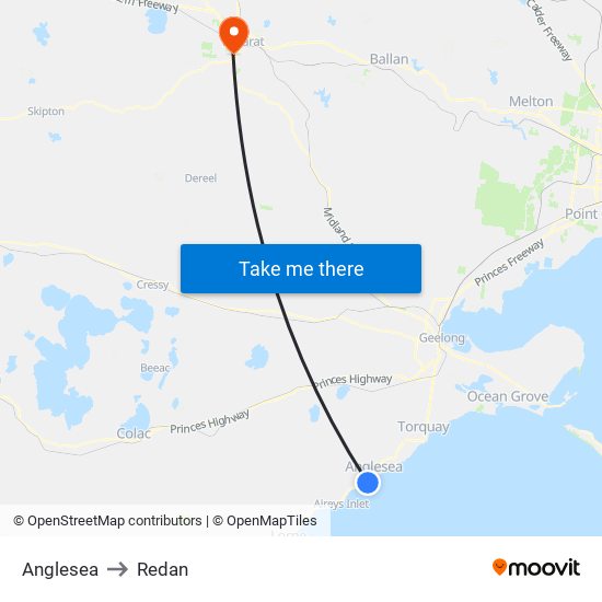 Anglesea to Redan map