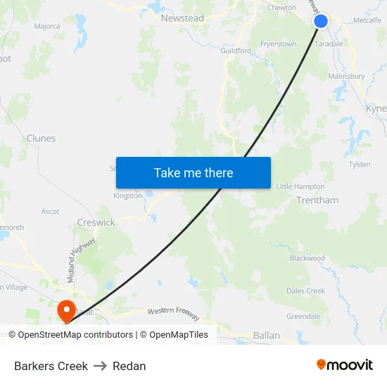 Barkers Creek to Redan map