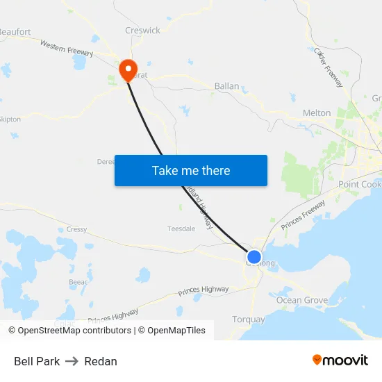 Bell Park to Redan map