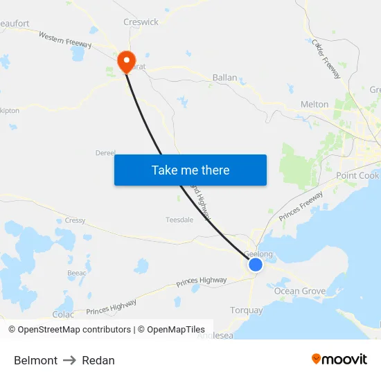 Belmont to Redan map