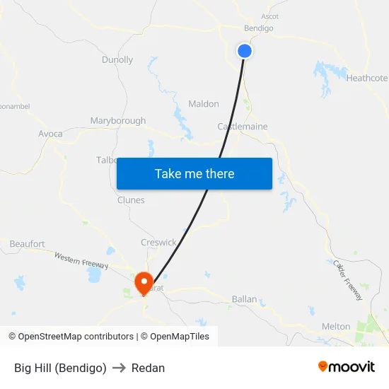 Big Hill (Bendigo) to Redan map