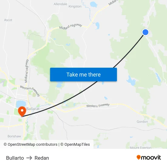 Bullarto to Redan map