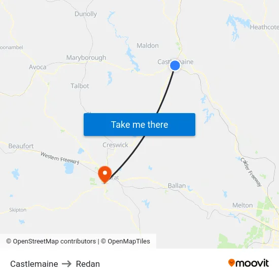 Castlemaine to Redan map