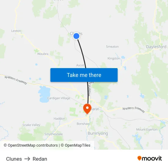 Clunes to Redan map