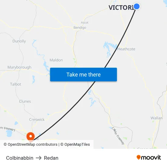 Colbinabbin to Redan map