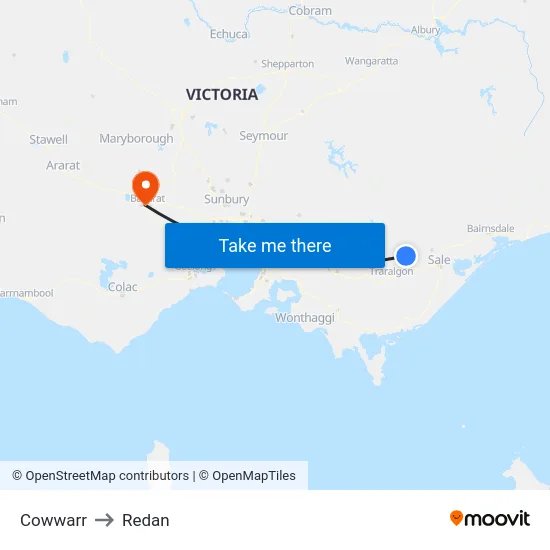 Cowwarr to Redan map