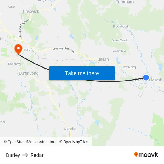 Darley to Redan map