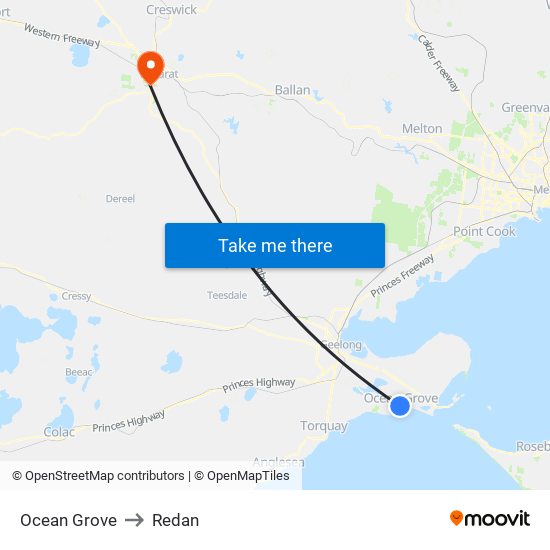 Ocean Grove to Redan map