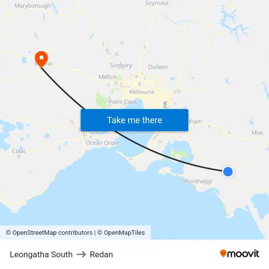 Leongatha South to Redan map